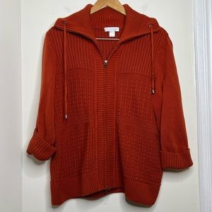 Christopher & Banks Zip Up Knit Sweater Women’s Size XL Shawl Collar Cotton